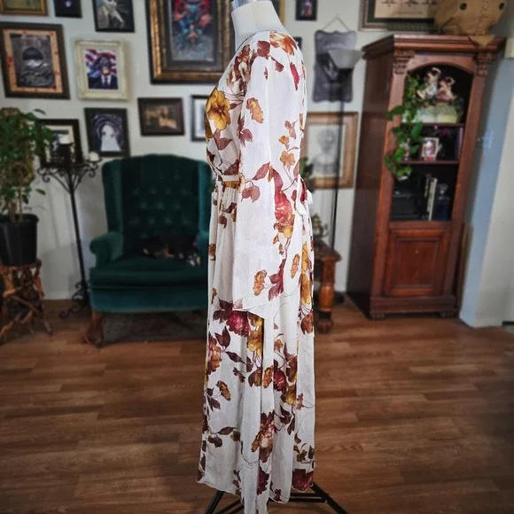 Alexa B Nites Womens Maxi Dress Floral Print Long Sleeve Fall Autumn V Neck 20W - Picture 5 of 8